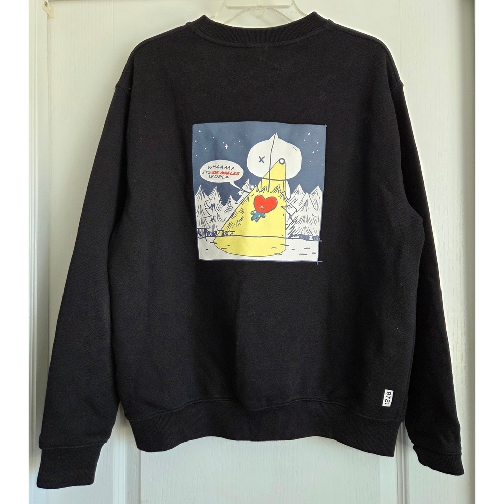 BT21 Universtar Tata Rare LA Edition Graphic Sweatshirt Black Unisex Sz‎ L